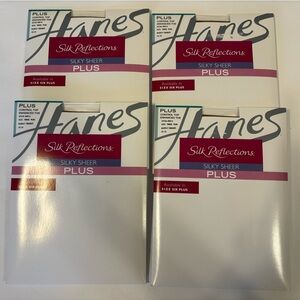 Hanes Silk Reflections Silky Sheer nylons pantyhose 4 packs size 3 plus NWT
